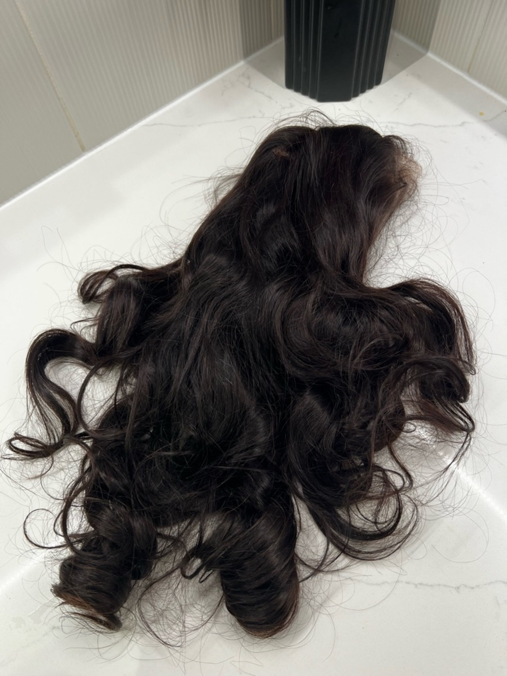 LUVME Glueless Lace Wig 100% Human Hair Natural Black - Versatile Styling - Picture 4 of 6